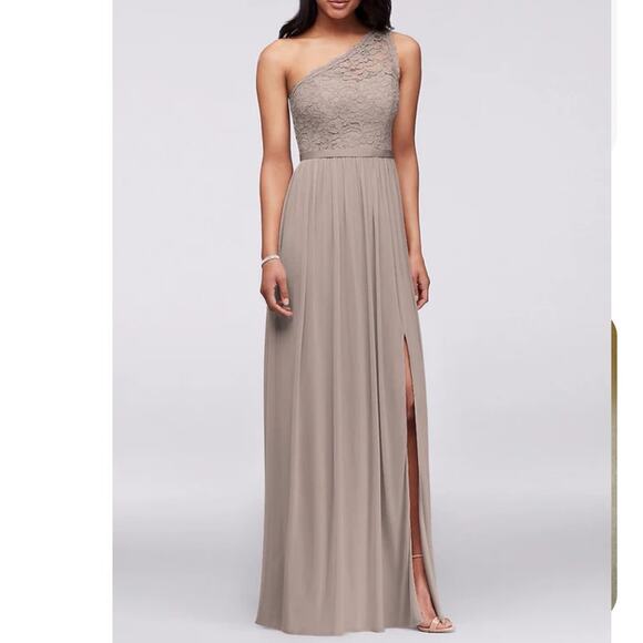 David's Bridal One Shoulder Long Lace Dress size 10 - Picture 6 of 6